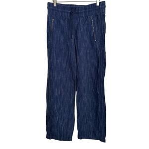 Athleta Cabo Linen Textured Wide Leg Pants Size 8
